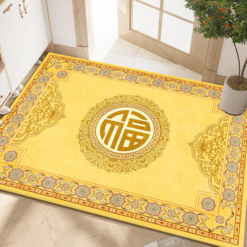 金色地垫入户门垫福n字门口进门脚垫中式地毯室外换鞋垫子防滑定