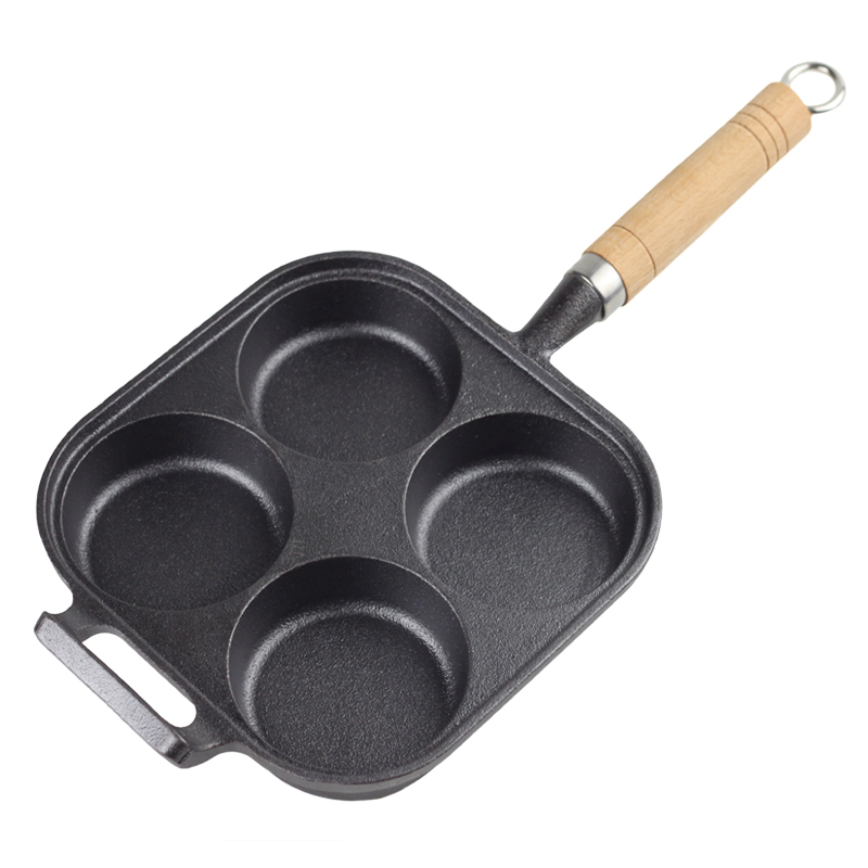 铸铁煎蛋锅d四孔蛋饺锅蛋堡锅煎蛋器鸡蛋汉堡模具不粘早餐锅平底