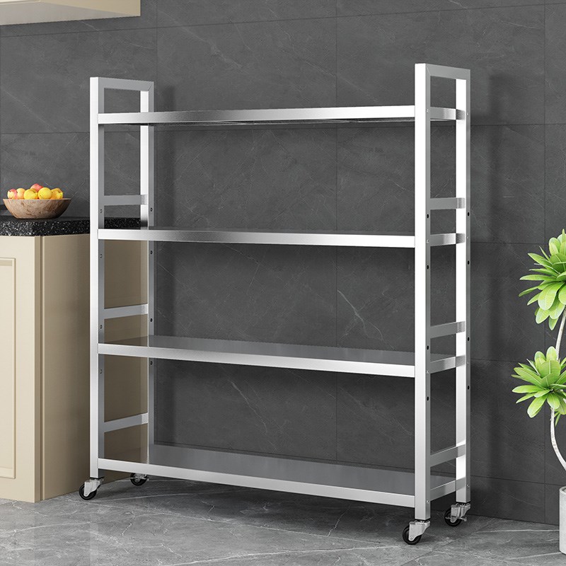 可移动不锈e钢夹缝置物架厨房冰箱窄缝隙多层储物书架阳台收纳架