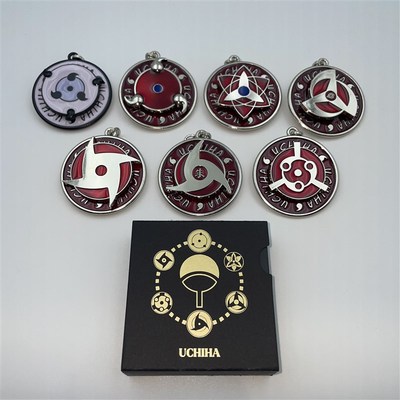 解压小挂件可g旋转佐助斑神威万花筒写轮眼钥匙扣金属钥匙扣