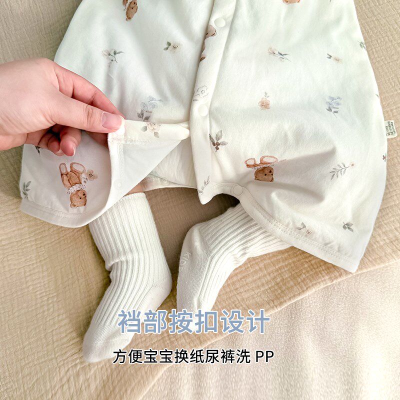 婴儿睡衣小月龄春秋o冬季防踢被保暖睡袋睡袍宝宝夹棉连体衣服春