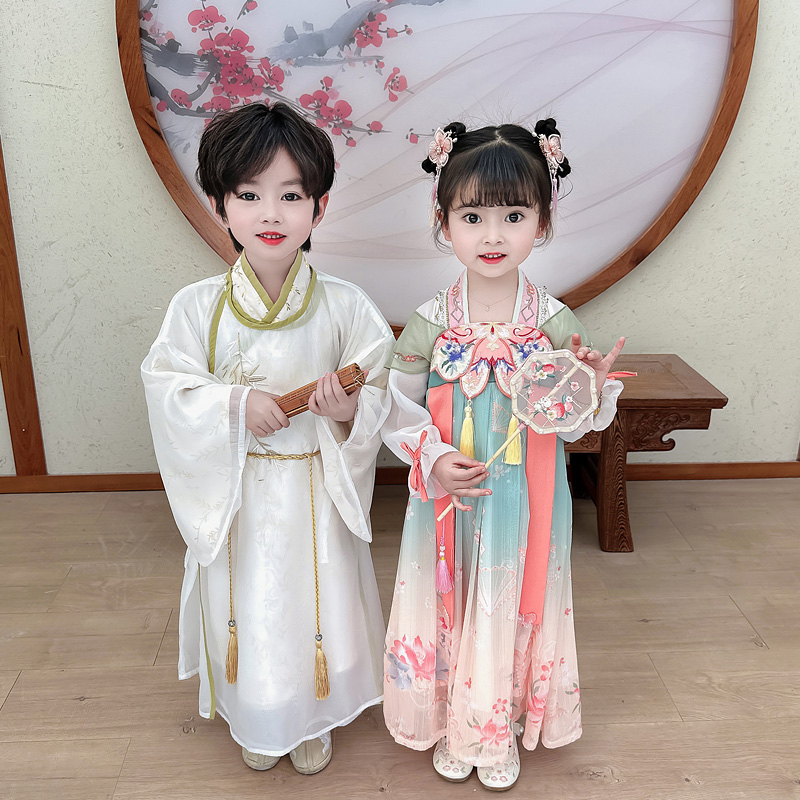 儿童汉服服夏季古风中国风毕业照男D童少爷唐装女童薄款六一表演