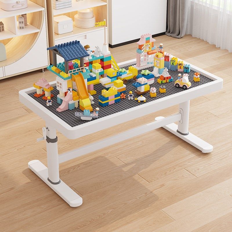 儿童积木桌铁艺多功能可升降玩具大颗粒益智拼接幼U儿园宝宝学习