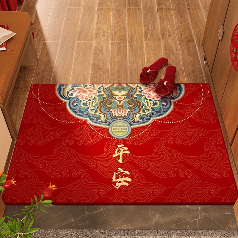 出入平安入户门地垫喜庆红色新y中式进门门口脚垫门垫家用玄关地