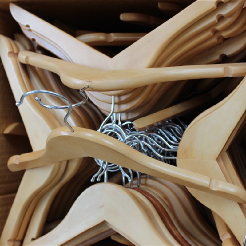 特价宝宝实d木原木色衣架裤夹童装衣裤架小孩木制木质衣架