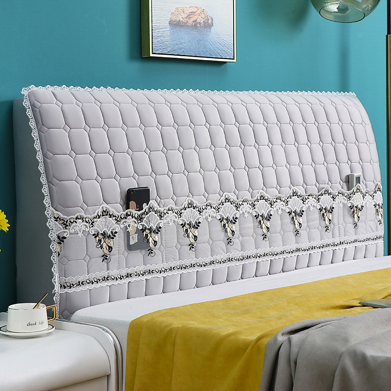 金丝绒全包弹力床头罩套纯色布w艺皮床木板床1.51.8米居家布艺防