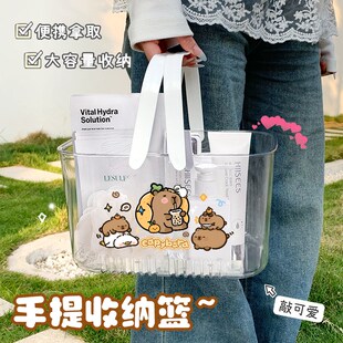 小新透明手提洗澡篮子收纳筐浴室卫生间沥水收纳篮大X容量收纳浴