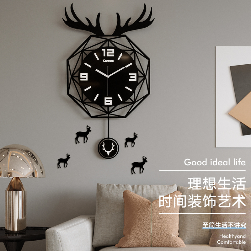 钟表挂钟客厅2021新款网红时尚B简约时钟挂墙挂式石英钟表挂表家