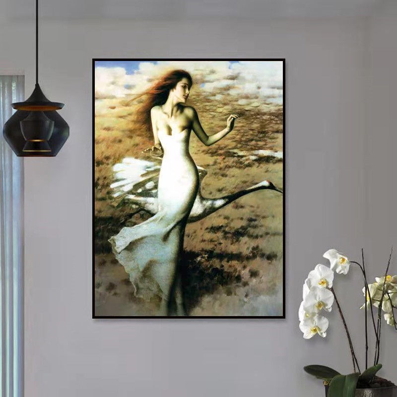 宾馆酒店装饰画走廊p过道有框竖版壁画卧室玄关人物美女模特图片