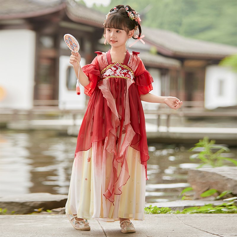 汉服女童夏c款儿童2024新款古风超仙古装夏季唐装女孩中国风连衣