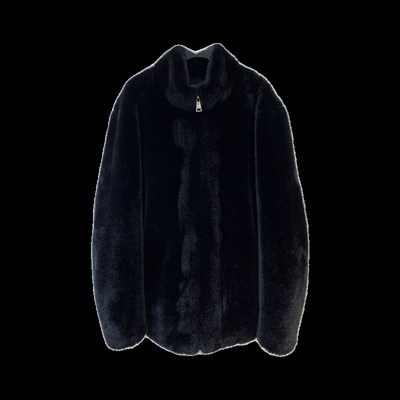 给爸爸带男款冬季保o暖立领水貂环保皮草大衣毛毛外套黑色