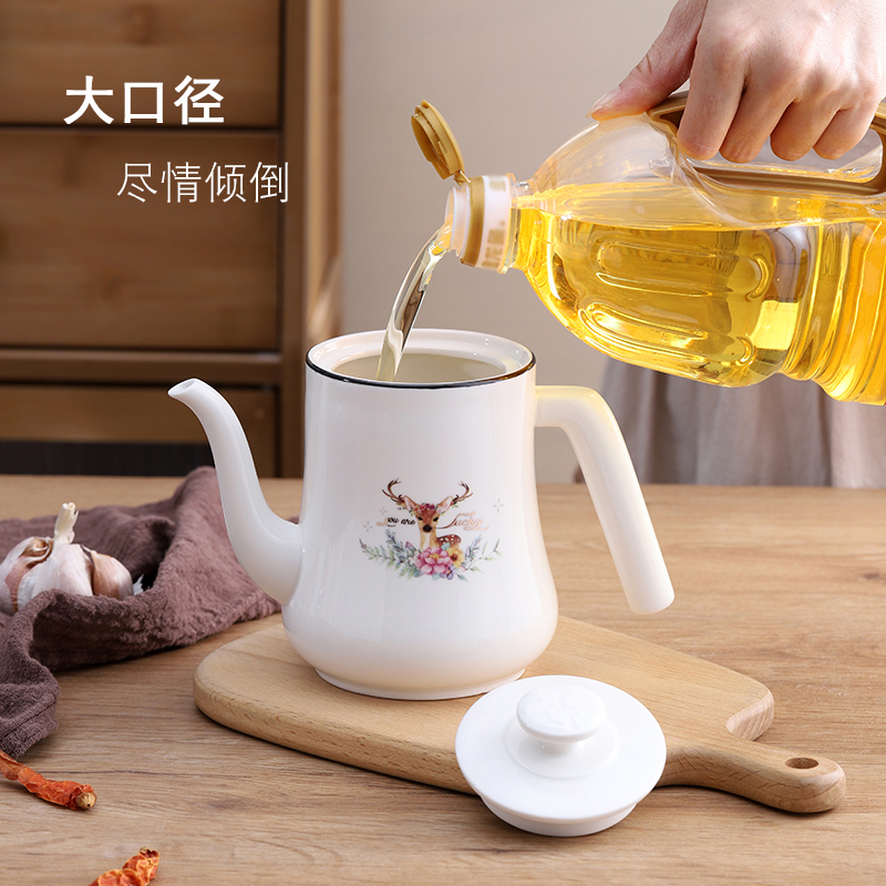 1斤装欧式田园风家用厨房u大号陶瓷油壶餐厅面馆大容量酱醋壶茶壶