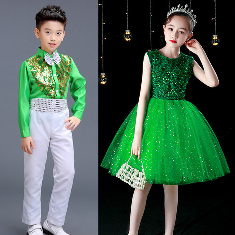 六一儿童节男女中小学生大合x唱演出服班级诗朗诵表演礼服紫色亮