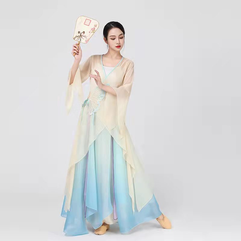 古典舞服身韵蝴蝶渐变雪纺纱衣女飘逸基训练O功服中国舞舞蹈演出