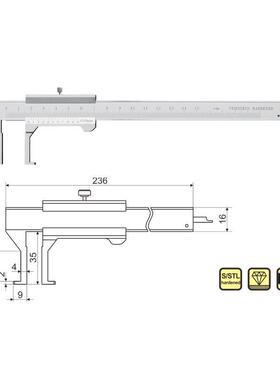 广陆 开式扁头内沟槽游标卡尺145-221K