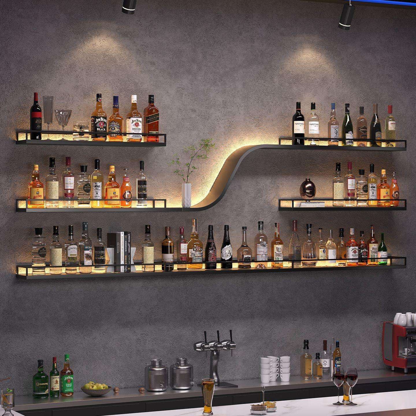 吧台墙上酒吧酒架壁挂壁挂式挂墙展示架创意餐厅铁艺置物架红酒