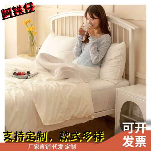 北欧床白色铁艺双人床温莎1.5小户型单人床现代简约奶油风铁架床