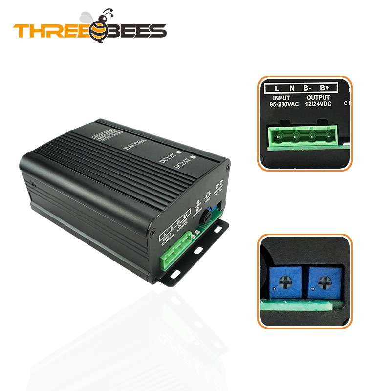 蓄电池充电器6A浮充+二阶段充电BAC06A手动切换12V/24V