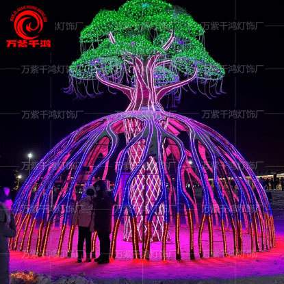 网红互动光波鼓生命之树LED大型美陈拍打发射感应发光幻彩景观灯
