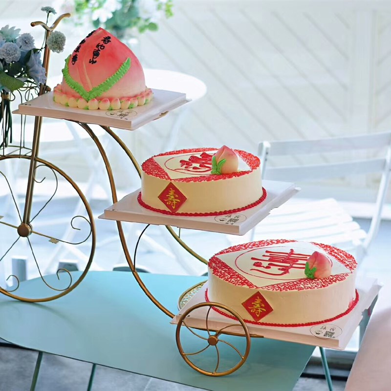 欧式新款创意铁艺蛋糕架子自行车生日婚庆婚礼三层多层.甜品展示