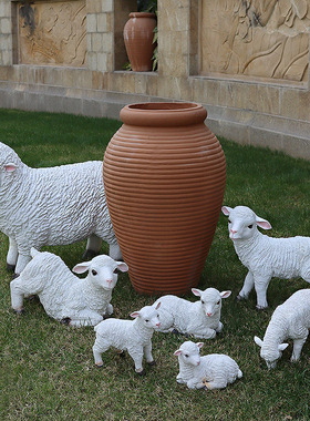 仿真白羊花园庭院布置院子草坪装饰玻璃钢工M艺品景观动物园艺摆