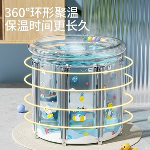婴儿游泳桶家用宝宝游泳池充气新生儿童泡澡洗澡桶透明可折叠家庭