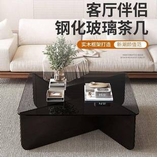 茶桌子 方形钢化玻璃茶几家用小户型方形茶几客厅简约创意茶几时尚
