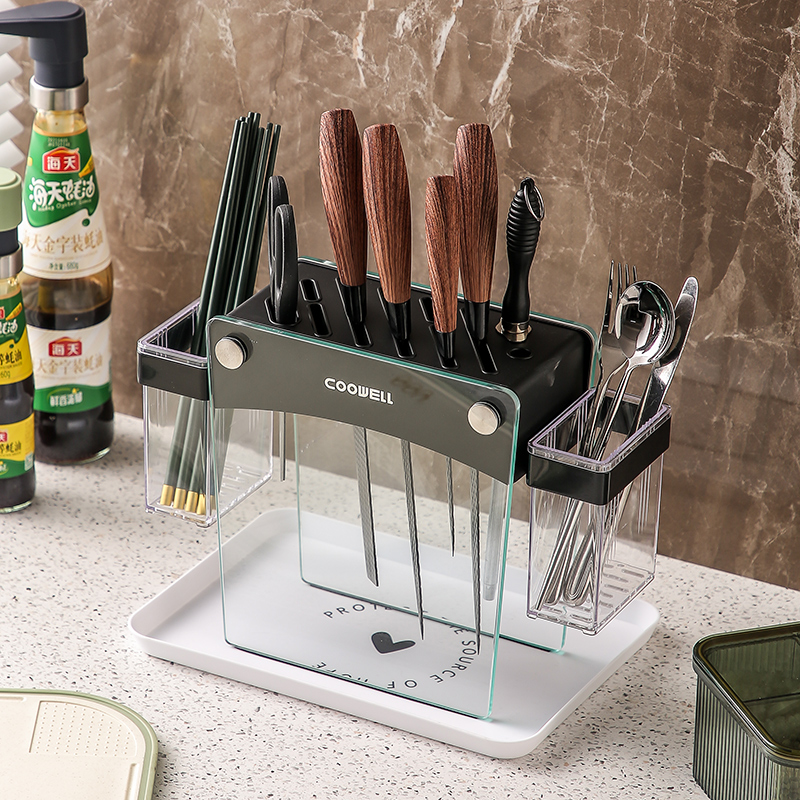 致想厨房刀架多功能刀具置物架家用菜刀架带N筷子笼刀座筷筒收纳