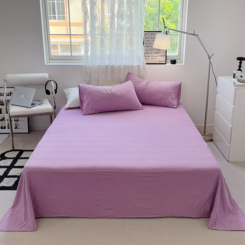 纯色水洗棉床单单件单床笠单人双人学生宿舍被单1.5X/1.8床品