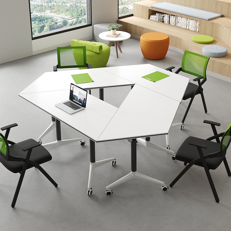 异形折叠培训桌j拼接多功能办公长条桌会议桌椅组合智慧教室桌椅