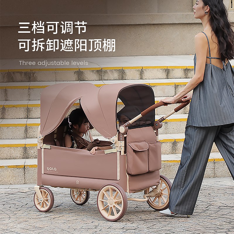 Bavay/北欢YOLAPLUS铝合A金儿童露营车可躺遛娃折叠双向小推车Y12