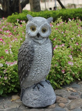 庭院仿真动物摆设鸡鸭兔鸽子猫头鹰田园阳台水Q池花园造景装饰摆