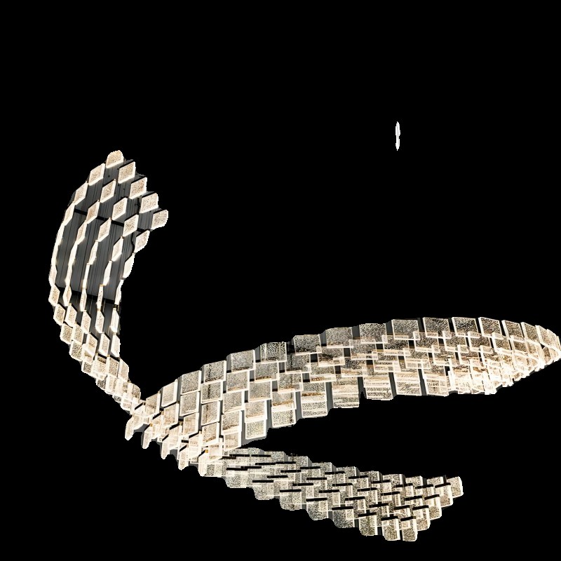 定制宴会会所别墅非标工程灯具大型酒店旋转楼梯leXd亚克力吊灯