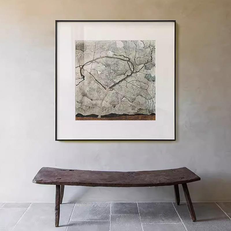 席勒树秋墙现代抽象风景秋树玄艺术装饰画客厅书房关过道壁画餐厅图片