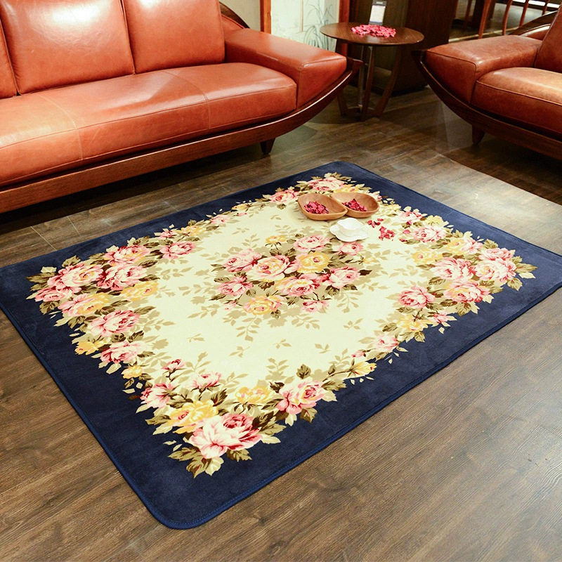 复古玫瑰法兰绒婚庆防滑地毯