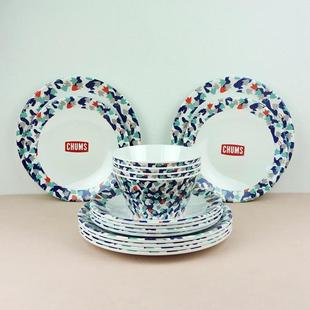 备户外脚印迷彩圆形餐具盘碗防摔耐用 CHUMS洽洽鸟高颜值露营装
