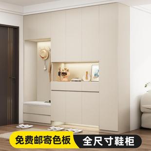 柜门口家用玄关柜一体靠墙到顶大容量新款 实木定制鞋 储物置物柜子