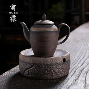 小茶壶家用陶瓷壶承功夫茶具泡茶器 鎏金复古烧手工茶壶单个壶日式