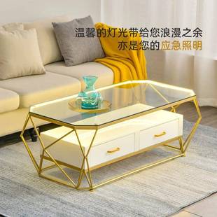 茶几0小户型客厅岩板铁艺层简约双2家用桌子储物WQV收纳 A025新款
