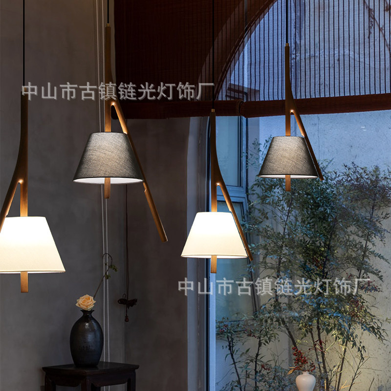 2026年新款创意艺术新中式吊灯实木茶室书房餐厅装饰灯具