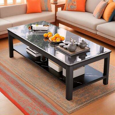 钢化玻璃奢茶桌茶几客GLT代厅家用轻现办公室多层小户型长几方形