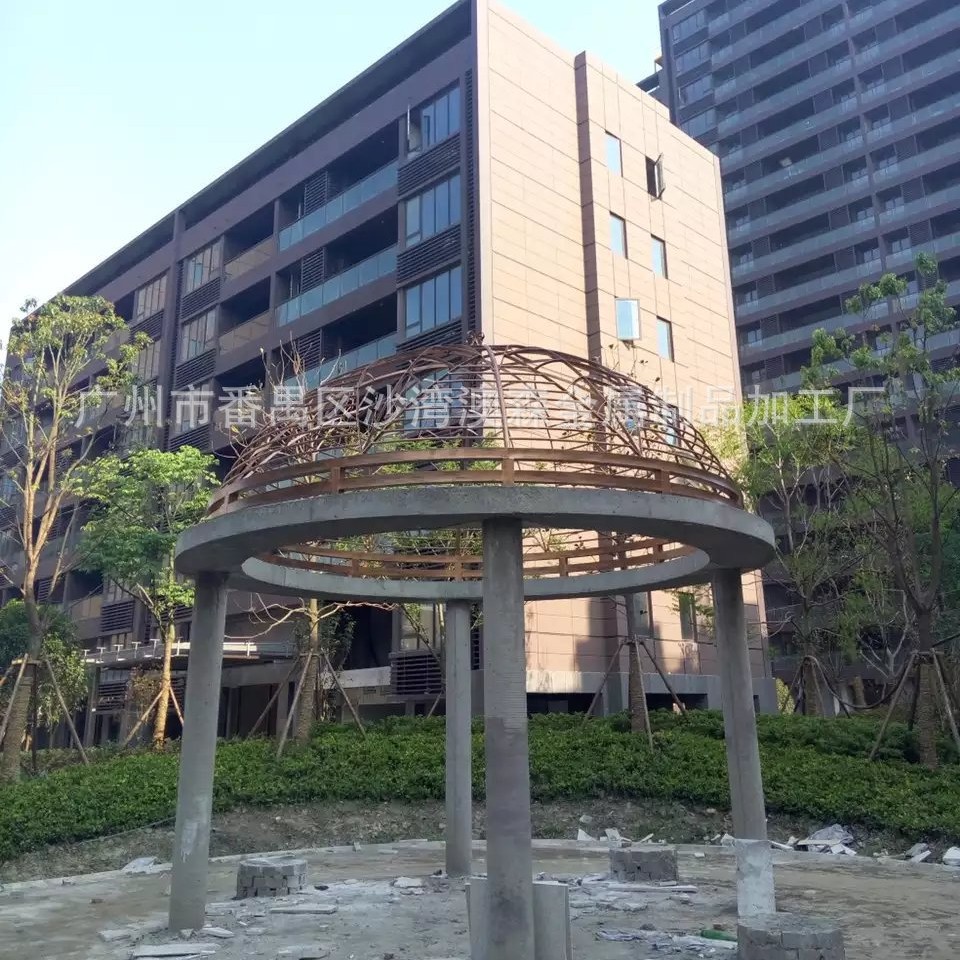 小区欧式户外休闲景观亭子 庭院铁艺凉亭小区欧式凉亭顶铁艺凉亭