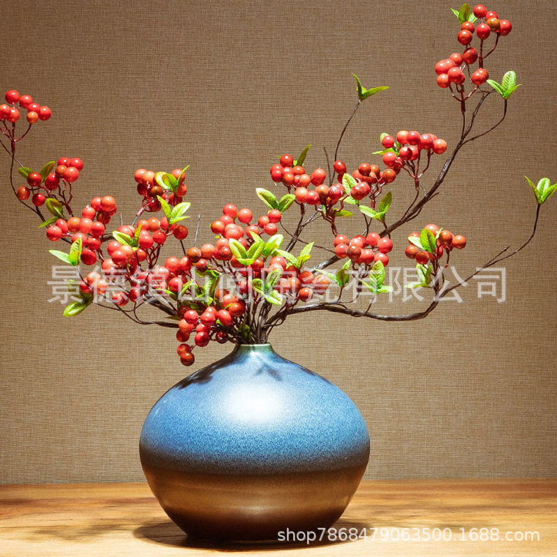 新中式陶瓷圆肚花瓶客厅摆件