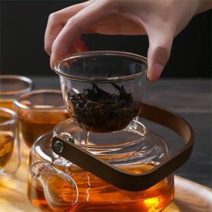 硼硅玻水璃煮茶加厚烧高茶壶木XX820454盖家用过滤电陶炉花加热提