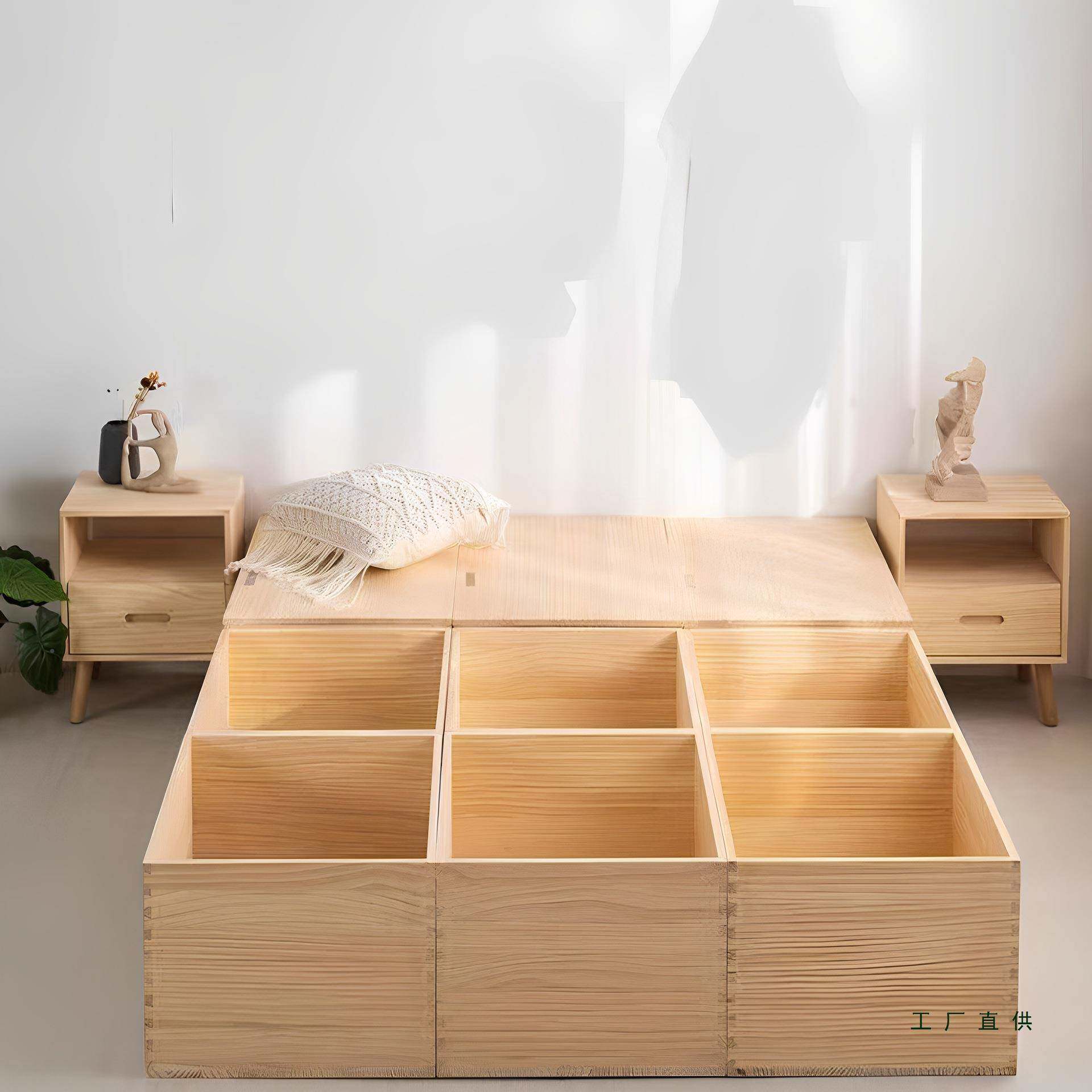 柜飘松木实收纳箱储物箱窗地台柜箱622体床榻榻米木拼床定制木箱