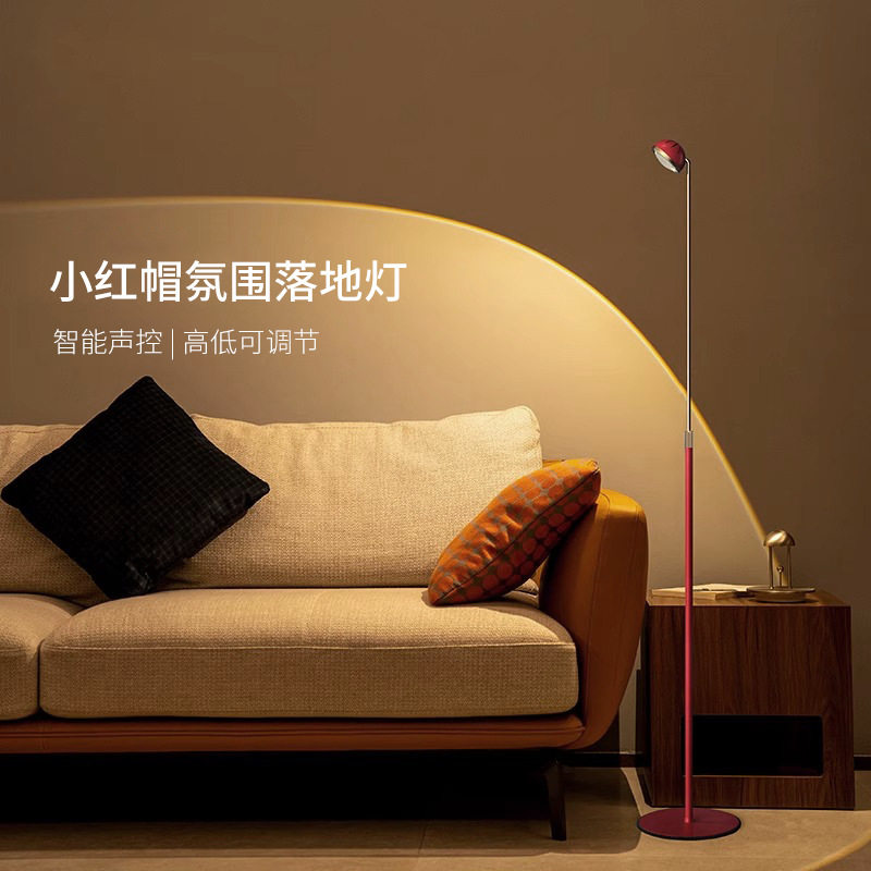 网红小红帽落地灯客厅沙发旁落日氛围灯卧室阅读装饰护眼立式台灯
