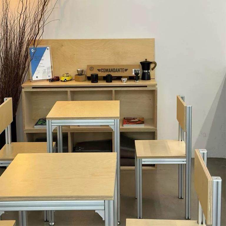 桦合木海洋板DOW铝型材桌现代简约家用餐作桌椅组长方形工台子办
