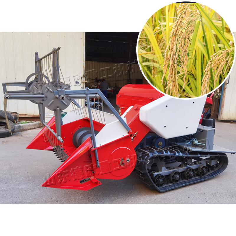 小型履带式水稻收割机 喂入式稻谷收获机 农业用双层割刀收粮机