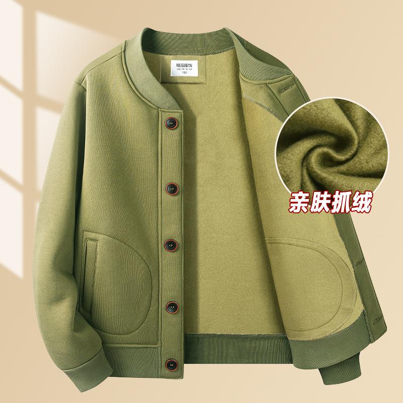 爸爸春秋冬季抓绒卫衣男爷爷衣服