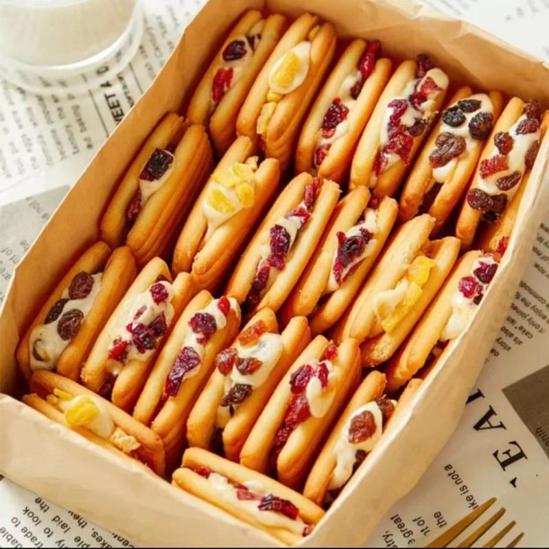 啵啵奶酥拉丝牛轧夹心饼干芒果蔓越莓解馋抗饿独立小包装休闲零食